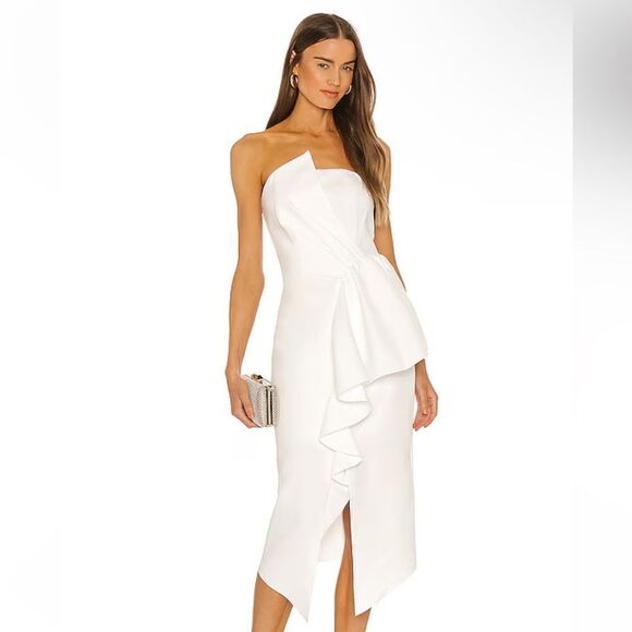 Elliatt Reception Dress white ivory midi asymmetrical wedding party Revolve M - Picture 1 of 11